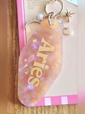 NEW! Piper K Gold Heart Keyring Charm Zodiac Sign "Aries"